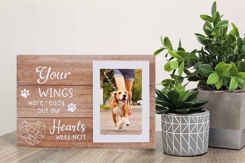 Pet Memorial Picture Frame for Loss of Dog or Cat - Pet Loss Gifts for Pet Owner - Cat Remembrance Frame Gift - Dog Sympathy Photo Frame Gift - Your Wings Were Ready But Our Hearts Were Not - PawsPlanet Australia