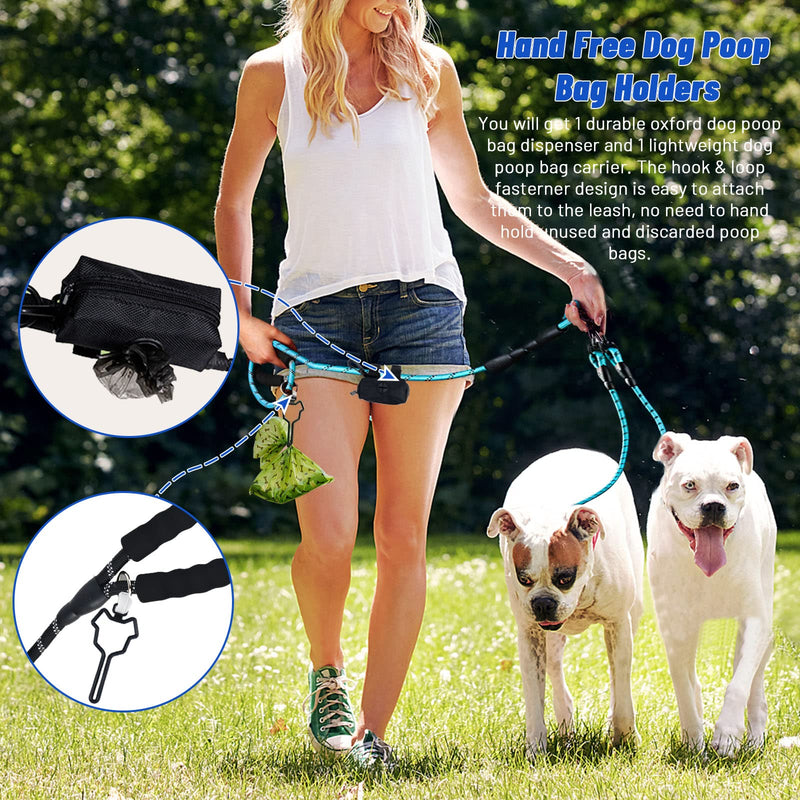 LELE LIFE Double Dog Leash for Two Dogs Heavy Duty Reflective Double Leashes for 2 Dogs 360° Rotating Double Dog Leash Tangle Free Large Dogs and Medium Dogs with Blue - PawsPlanet Australia