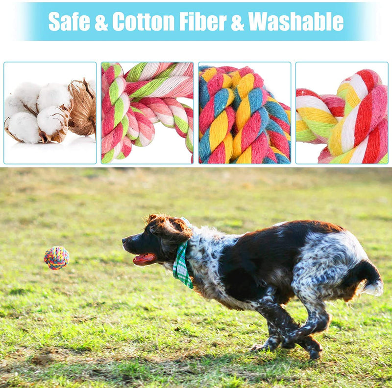 Puppy Toys 11 Pack, Puppy Chew Toys, Dog Rope Toys, Dog Teething Toys, IQ Treat Ball, Squeaky Toys and Dog Flying Disc for Playtime and Dog Training, Washable Cotton Rope for Small-Medium Dogs (Mixed) Mixed - PawsPlanet Australia