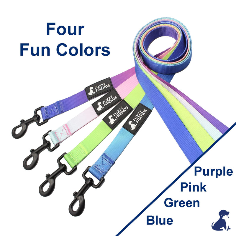 Fuzzy Friends Ombre Dog Leash with Available Matching Collar Set. A Cool, Luxury Dog Leash with Boho, Tie Dye Colors. Available in Summer Pink, Purple Mood, Blue Sea or Cool Green Small 5ft x 5/8 in - PawsPlanet Australia