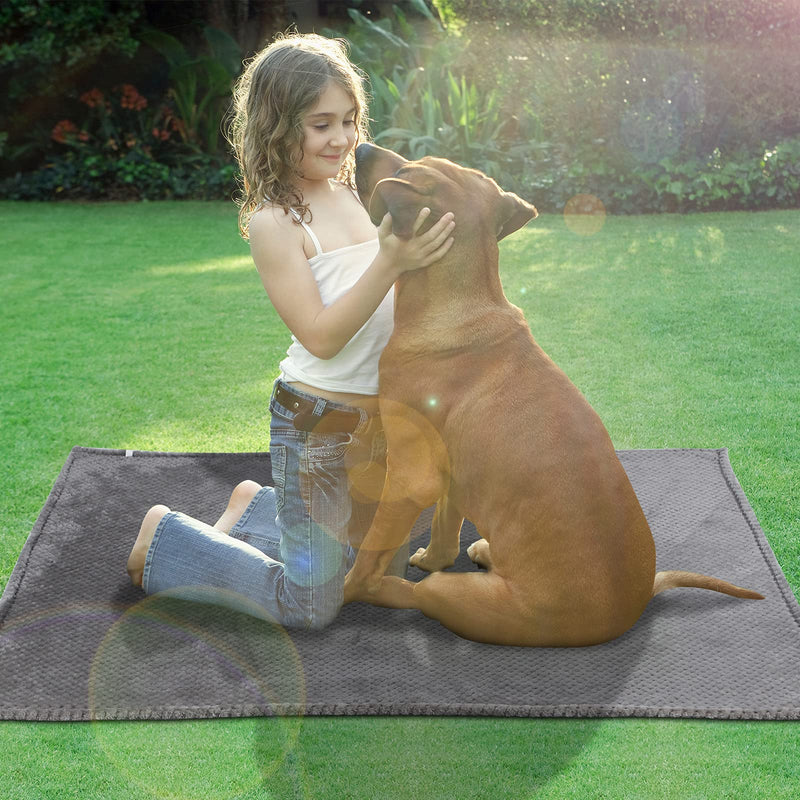 Baodan Dog Cat Blanket Large, 120 x 100cm Washable Fleece Puppy Blankets for Pets, Warm and Soft Dog Mat for Medium and Large Dog Grey - PawsPlanet Australia