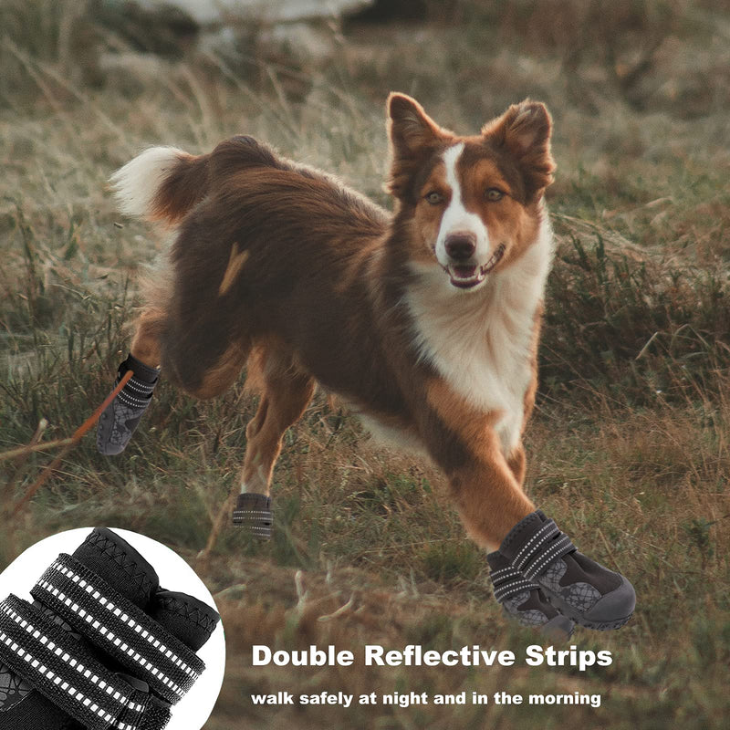 Zuozee Dog Shoes, Neoprene Waterproof Dog Boots with Reflective & Adjustable Straps, Breathable Anti-Slip Pet Paw Protector with Rubber Sole for Medium Large Doggies 3#: 2.4" x 1.7" (L*W) Black - PawsPlanet Australia