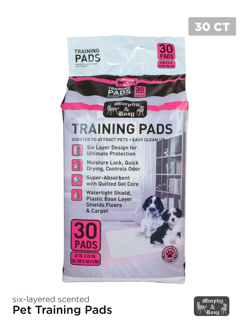 [Australia] - Creative Pet Group PNK30 Murphy & Roxy Pet's Super Absorbent, Six-Layer, Scented Training Pads (30 Pack), Pink 