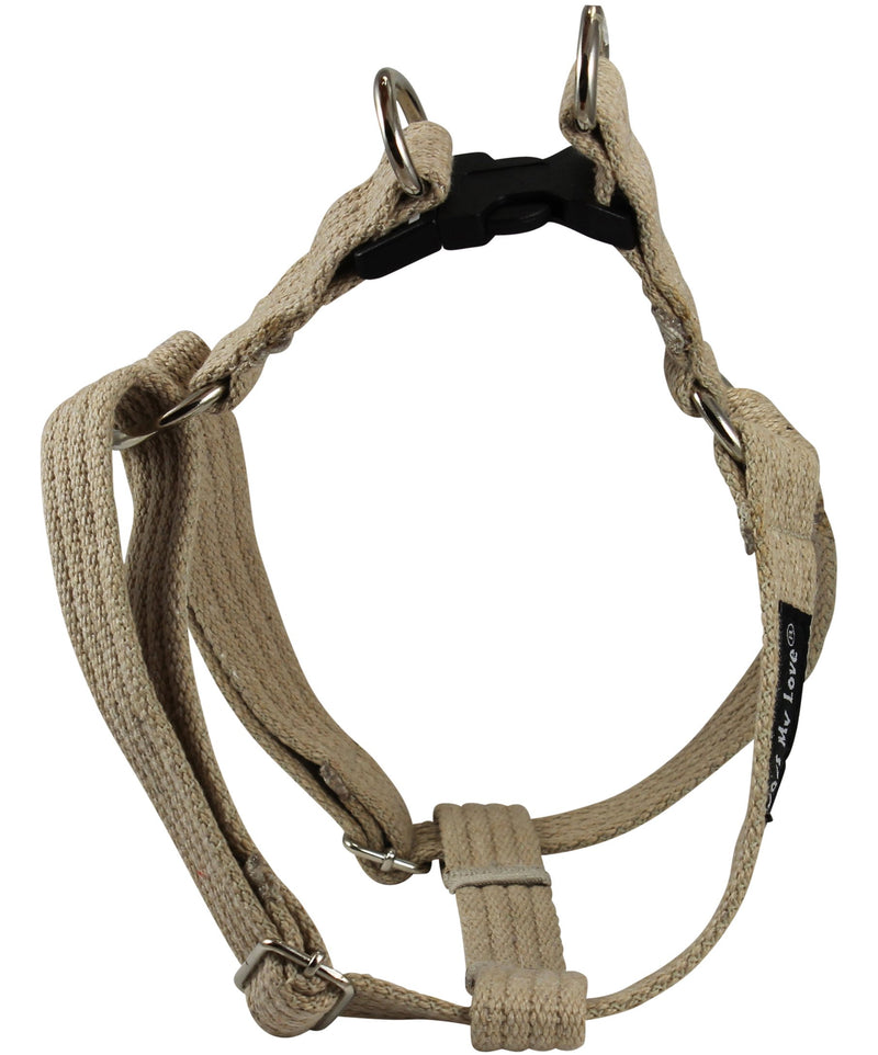 [Australia] - Cotton Web Adjustable Dog Step-in Harness 4 Sizes Beige Medium: 12"-21" Chest; 3/4" Wide 