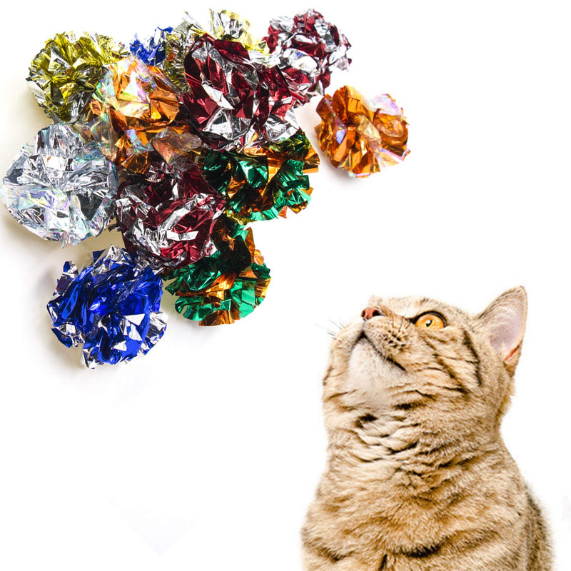 VAPKER 6cm/2.36 Inches Large Cat Crinkle Balls Toys, Colorful Mylar Crinkle Balls for Pet Kitten(18PCS Random Color ) - PawsPlanet Australia