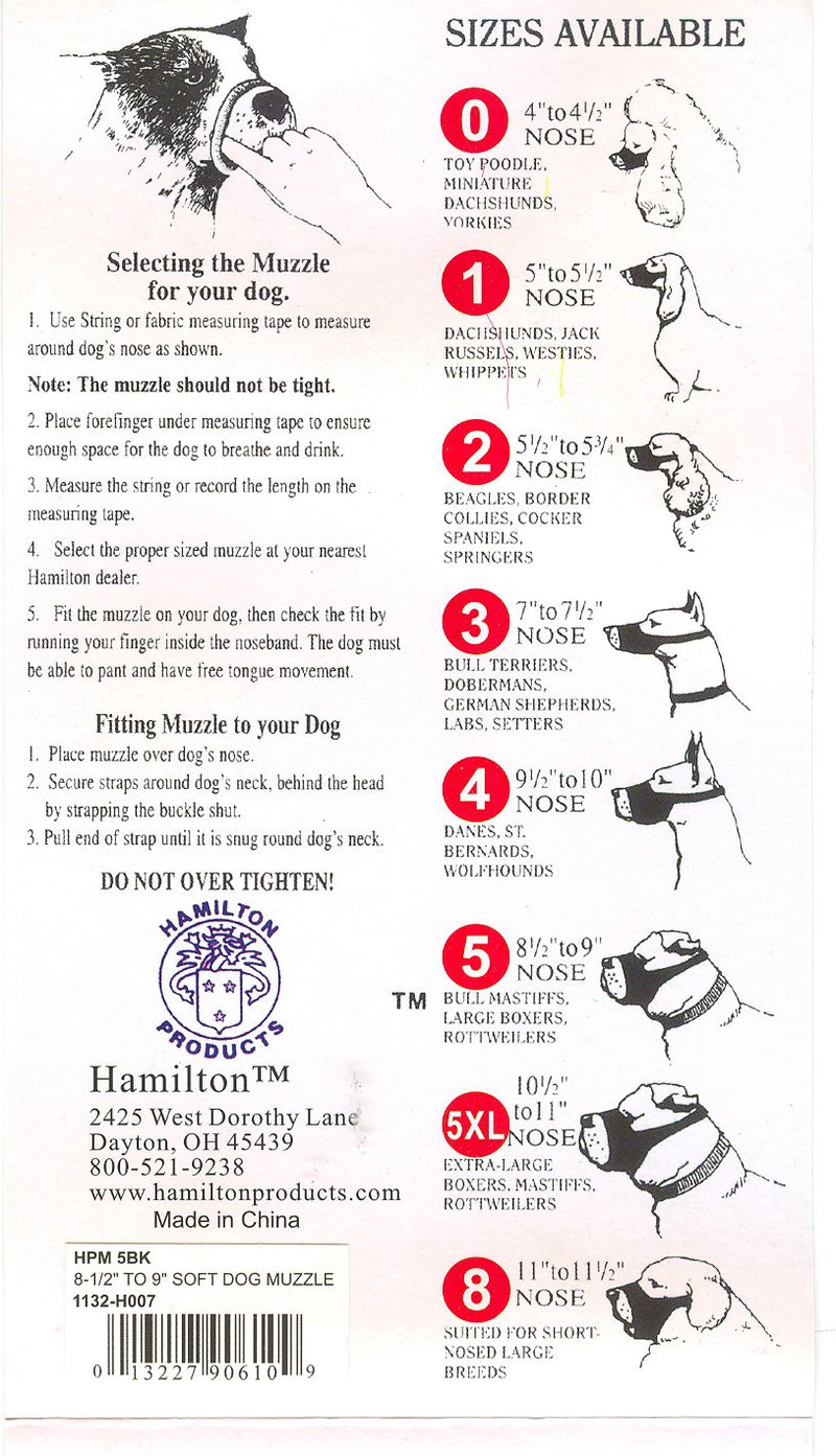 [Australia] - Hamilton H.P. Mugz Adjustable Quick Fit Nylon Soft Dog Muzzle, 5 to 5-1/2-Inch, Black 