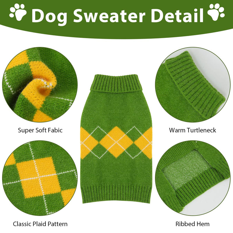 Dog Sweater Vest Knitted Winter Sweater, Winter Warm Dog Cat Sweater Clothes Pet Coat Costume Puppy Sweater, Winter Dog Clothes Pet Sweater for Puppies Small Dogs,Green S Green - PawsPlanet Australia