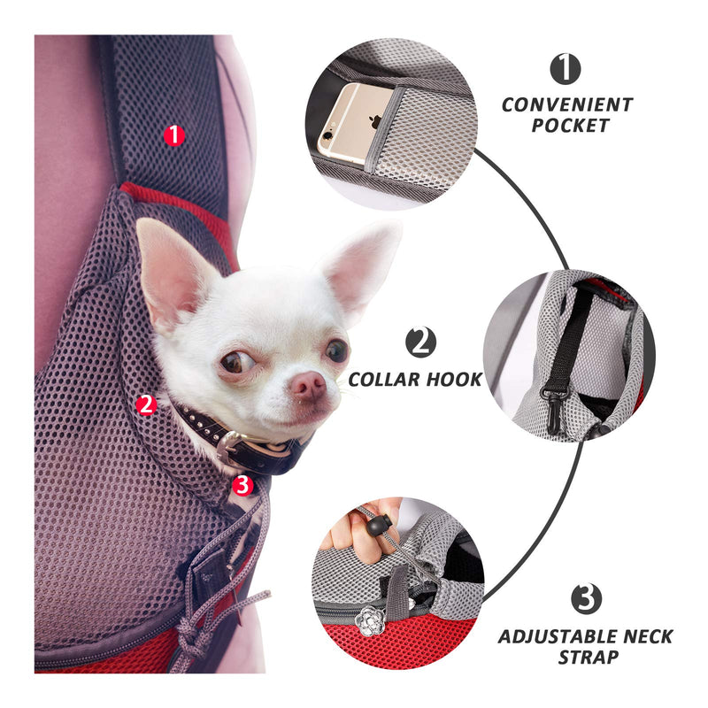 [Australia] - SUKCESO Pet Sling Carrier Bag. Mesh Travel Front Carrying Bag for Small Dogs Cats Large Green 