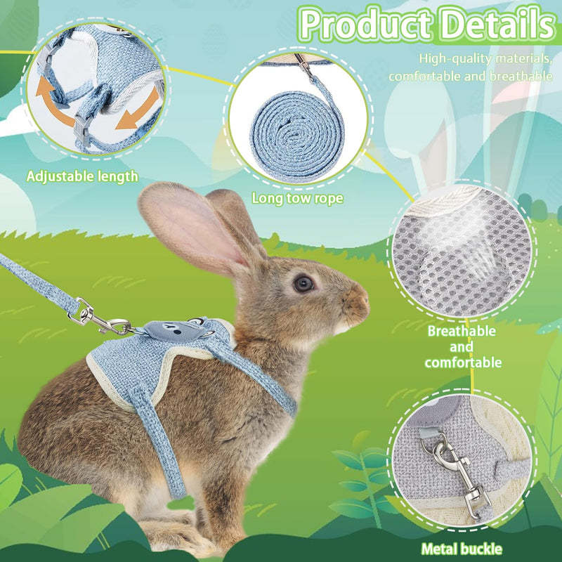 Rabbit Leash Rabbit Leash Rabbit Harness Adjustable Soft Rabbit Harness with Leash Rabbit Harness for Pet Small Bunny Cat Puppy (27-35 cm, 1.20 m, 1-3 kg) - PawsPlanet Australia