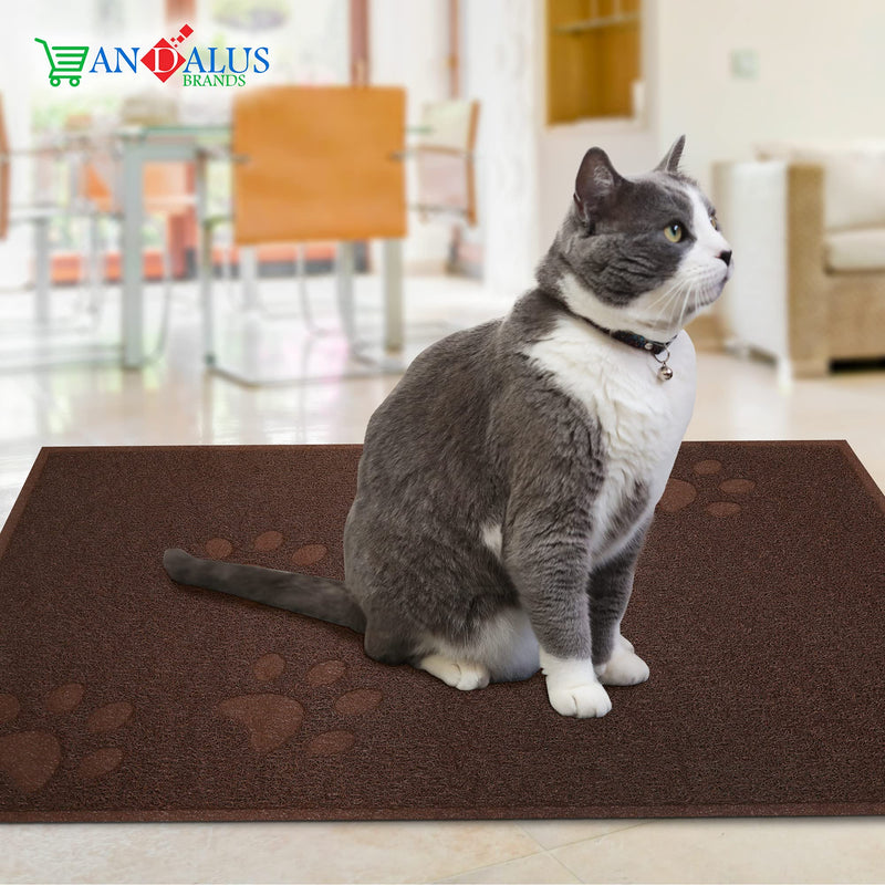 ANDALUS Cat Litter Mat - Kitty Litter Trapping Mat for Litter Boxes - Kitty Litter Mat to Trap Mess, Scatter Control - Washable Indoor Pet Rug and Carpet - Brown, Small (15.75" x 11.75") Small (15.75" x 11.75") - 1 Pack - PawsPlanet Australia