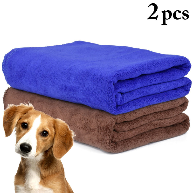 Dog Towel, Legendog 2 Pcs Microfiber Quick Drying Dog Bath Towel | Dog Drying Towels | Large Dog Towel for Dogs and Puppys | Blue and Brown 160*60 cm - PawsPlanet Australia