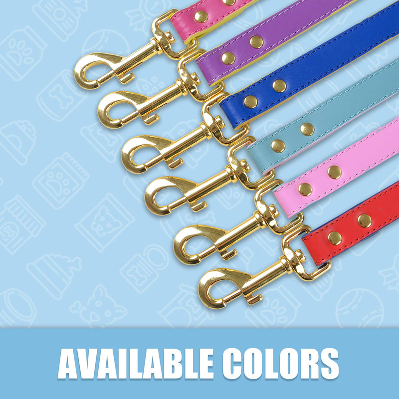 keezeg Small Dog Leash, 2-Layers Thick Genuine Leather Leash for Small Medium Large Dogs Puppy with Comfortable Padded Handle, 4ft Walking or Training Leash for Large Dogs, Blue & Pink 4 ft, 0.6" Wide - PawsPlanet Australia