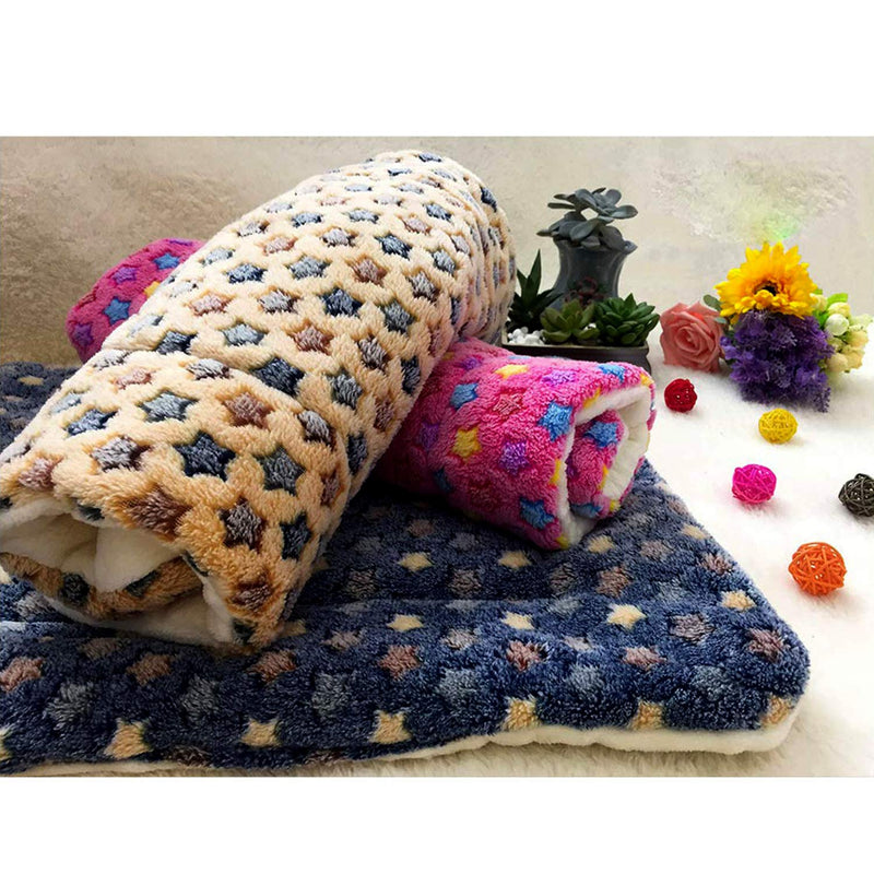 [Australia] - FJWYSANGU Pet Blanket Premium Fluffy Flannel Cushion Soft and Warm Mat for Dogs Cats X-Large Star/Blue 