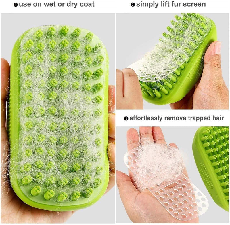 alouweekuky Pet Bath Massage Brush, 3 Pcs Grooming Brush, Rubber Shampoo Brush Set, for Dogs and Cats with Short or Long Hair - PawsPlanet Australia