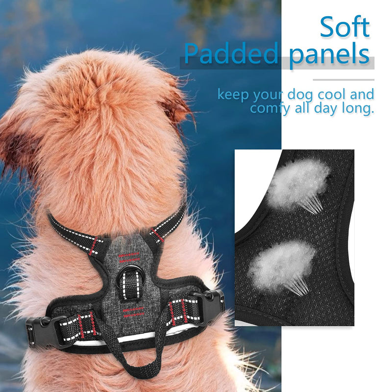 SUPPETS No Pull Dog Harness with Leash Reflective Padded Pet Vest Adjustable Soft Puppy Harness with Easy Control Handle for Dogs and Cats, Black,(XXXS-Size,Neck Girth: 7.5"-8.5",Chest Girth: 9.5") - PawsPlanet Australia