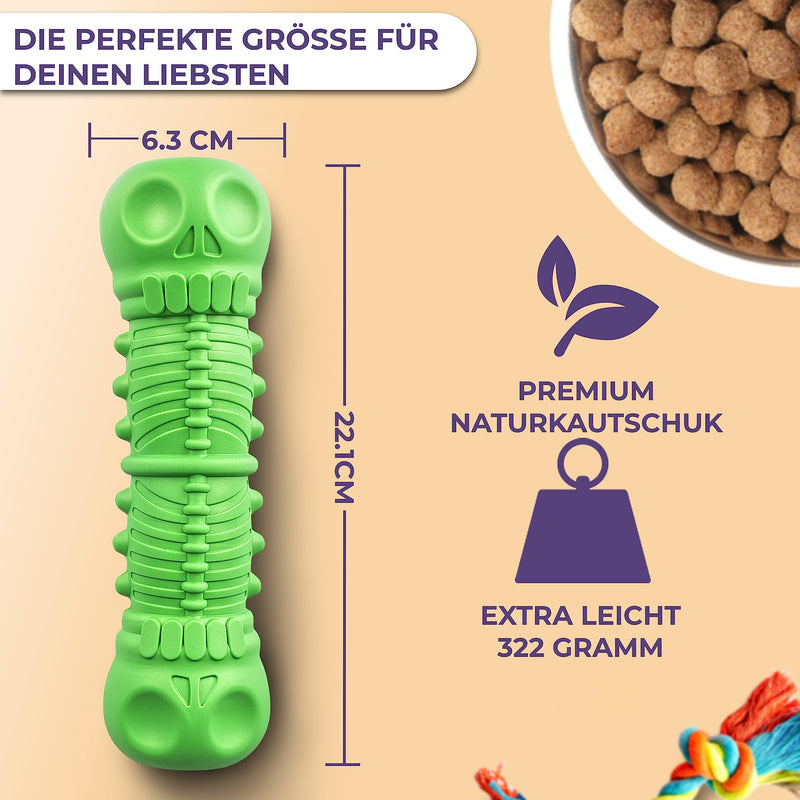 SAMNIS® - dog chew toy - green - particularly robust premium natural rubber - indestructible dog toy with normal chewing - squeaky dog toy for medium & large dogs - PawsPlanet Australia