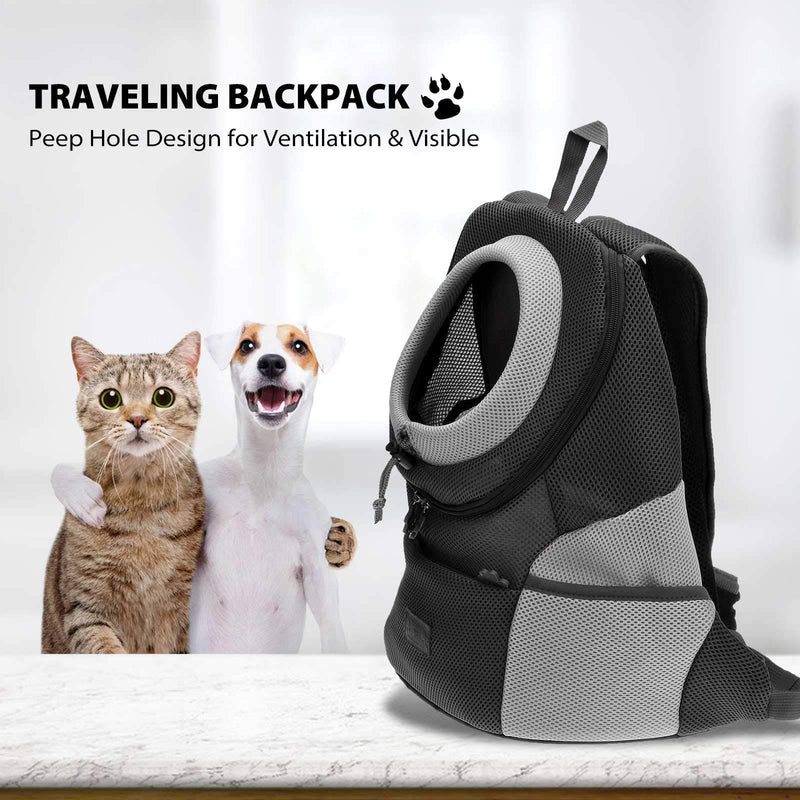 PETCUTE Pet Carrier Backpack Dog Travel Backpack Pet Carrying bag for Small Dogs cats Head Out Design Airline Approved for Bike Hiking Black M - PawsPlanet Australia