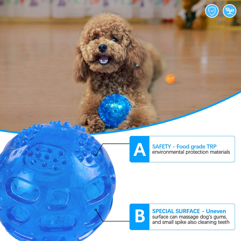 PETTOM Dog Ball Squeaky Toy Durable Small Dog Chew Toys Balls Waterproof Floating Bouncy Rubber Ball with Squeaky Sound for Training Swimming, 3 Packs (Orange,Blue,Green) - PawsPlanet Australia