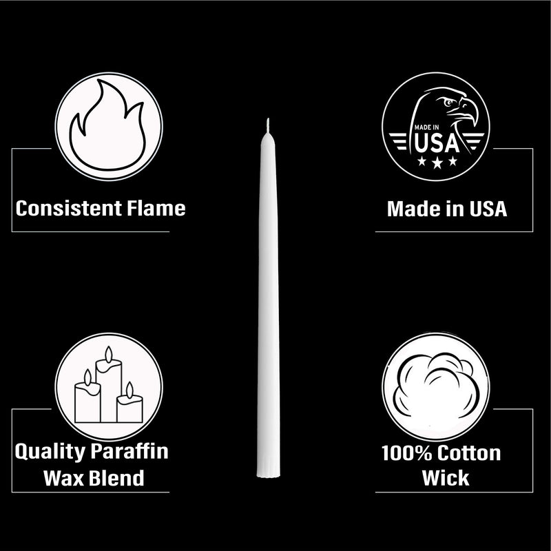 CandleNScent Taper Candles | Tapered Candlesticks - dripless 10 Inch unscented | White | 4 Pack - PawsPlanet Australia