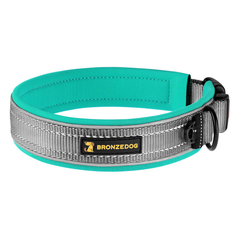 [Australia] - BRONZEDOG Reflective Dog Collar Nylon Soft Padded Pet Collars for Medium Large Dogs Mint Pink Blue Orange Purple XL Mint Green 