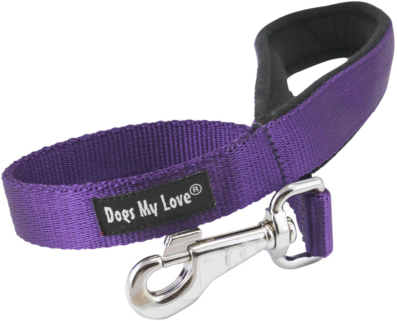 [Australia] - Short Dog Leash Padded Handle Wide Nylon Traffic Lead 22" Long Purple XLarge: 1" Wide 