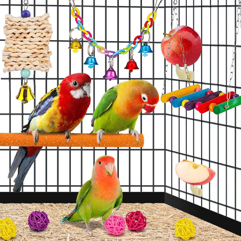 X-zoo Bird Toy Parrot Toys, 7 Pack Birdcage Swings Hanging Chewing Shredding Perches for Cockatiel, Budgies, Parrots, Small Parakeets, Canary - PawsPlanet Australia