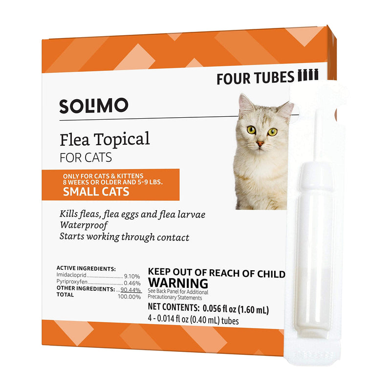 Amazon Brand - Solimo Flea Topical Treatment for Cats (Small, Large), 4 Count Small (5-9 pounds) - PawsPlanet Australia