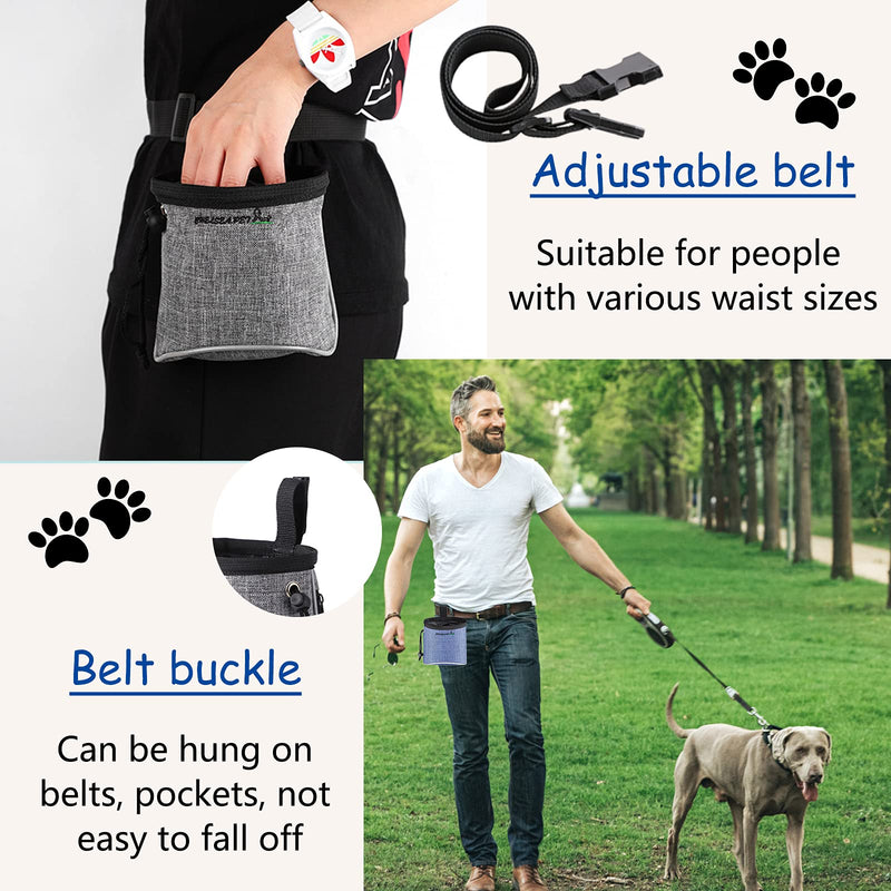 Dog Treat Bag, Waterproof Dog Training Pouch, Hand-Free Dog Walking Bag with Adjustable Waist Belt, Pet Puppy Treat Pouch Bag for Dog Training Walking Travel Outdoor Use(Blue) Blue - PawsPlanet Australia