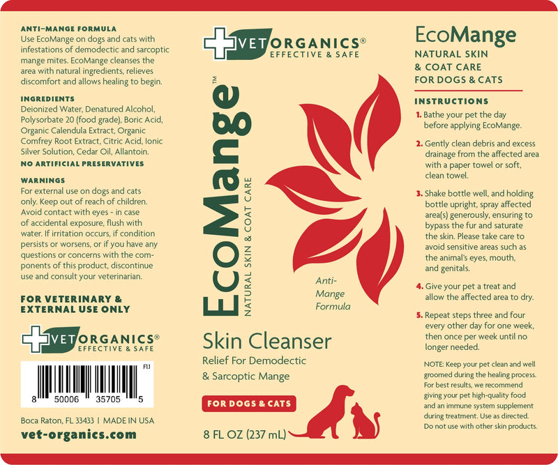 EcoMange Spray For Dogs & Cats - Natural mange skin conditioner for dogs and cats. Use to help soothe and cleanse itchy skin. Spray on and let dry. - PawsPlanet Australia