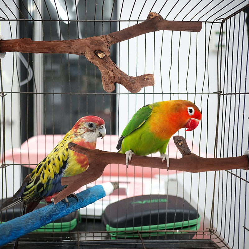 Bird Perch Stand Toy Set Natural Wooden Parrot Stand Branch Paw Grinding Stick Bird Exercise Training Climbing Toys for Bird Cage Accessories Wooden 4PCS - PawsPlanet Australia