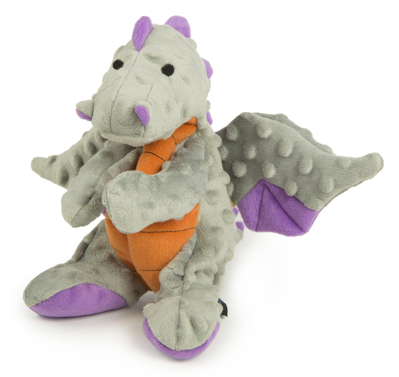 [Australia] - goDog Dragon with Chew Guard Technology Tough Plush Dog Toy, Gray, Large 