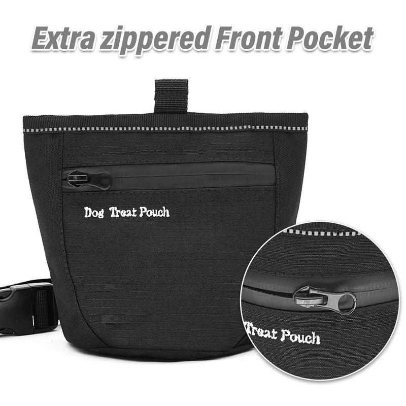 Aplusdeal Dog Training Treat Pouch Bag Pet Puppy Treat Snack Bags Dog Treat Carrier Bait Walking Bag with Magnetic Closure Waist Clips & Adjustable Strap, Black - PawsPlanet Australia