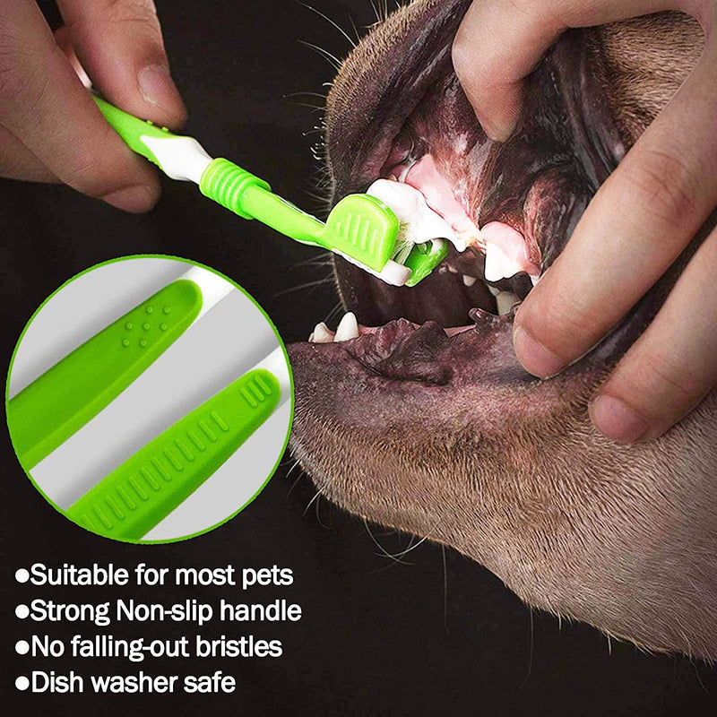 KTL Dog Toothbrush, Pet Toothbrush, Triple Head Dog Toothbrush, Addition Bad Breath Tartar Teeth Care Dog Cat Cleaning Mouth (3PCS) - PawsPlanet Australia