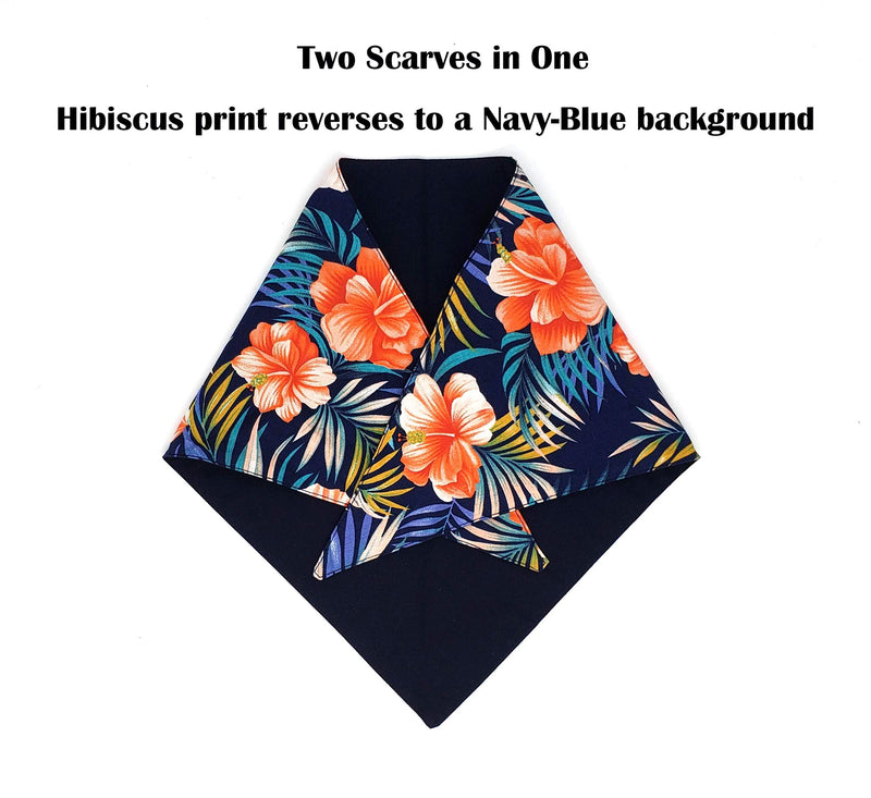 Hawaiian Hibiscus Reversible Dog Cat Puppy Bandana Bib Triangle Scarf for Small to Large Breed (Large) - PawsPlanet Australia