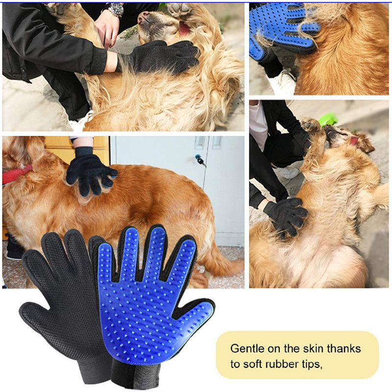 VingaHouse Pet Beauty Gloves, A pair of Brush Removal Gloves, Brush Removal Efficient Pet Hair Removal Gloves, Cat and Dog Left and Right Hand Hair Removal Tools Blue - PawsPlanet Australia