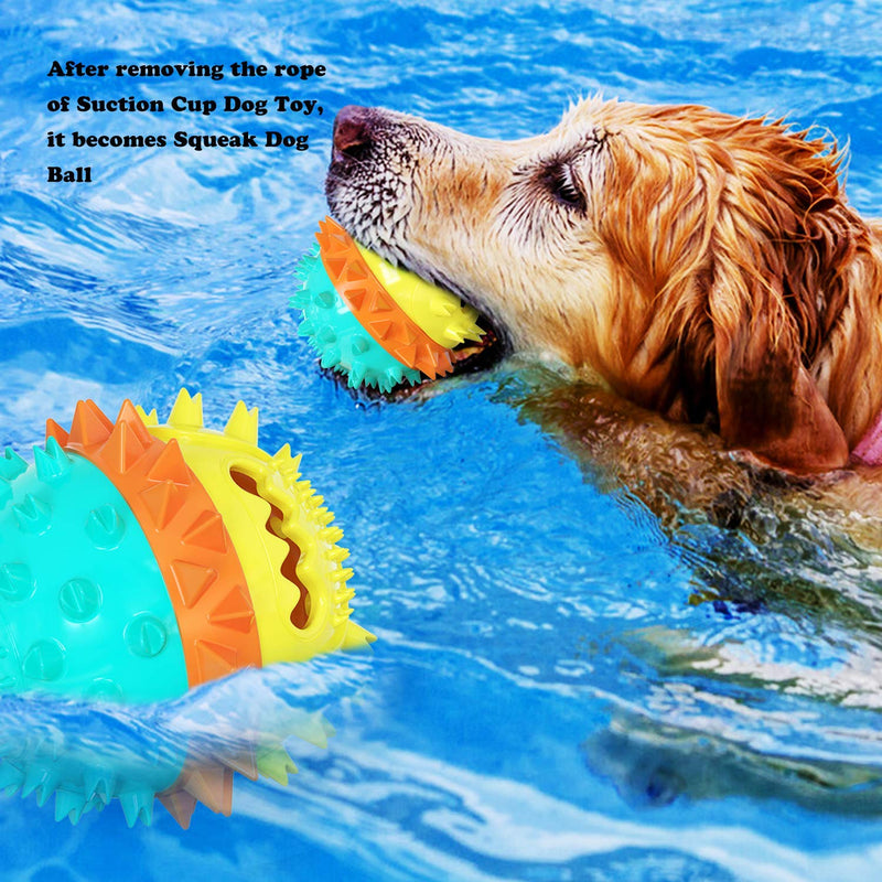 Dog Toys, Upgraded Double Suction Cup Dog Toy, Multifunction Rope Ball Dog Toys Squeaky Toothbrush Dog Toys with Teeth Cleaning - PawsPlanet Australia