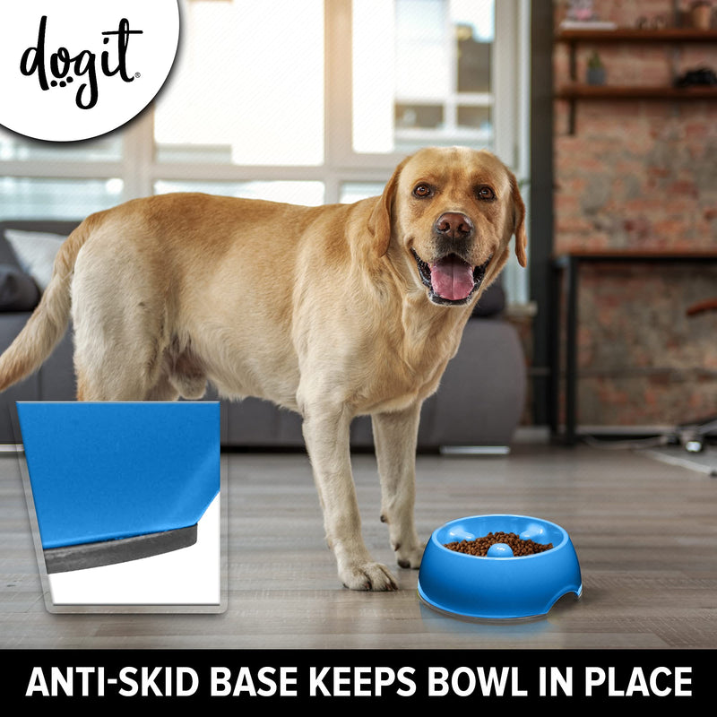 Dogit Go-Slow Anti-Gulp Dog Bowl, Medium, Blue, 600 ml - PawsPlanet Australia