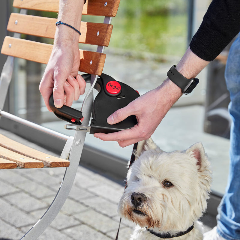 Dogxi dog leash roll leash 5m 25kg handle foldable strap tongue attach in the car small medium dogs black with carabiner leash 11mm wide extendable adjustable retractable - PawsPlanet Australia