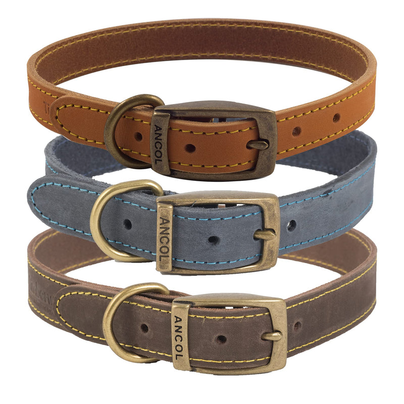 Ancol Timberwolf dog collar, leather, mustard, for neck circumference of 20-26 cm, mustard - PawsPlanet Australia