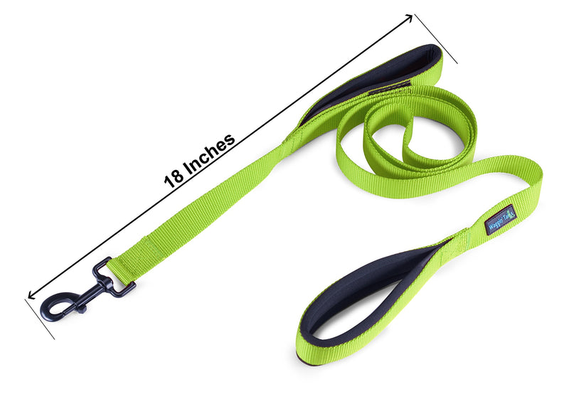 [Australia] - Wagtime Club Soft and Thick 6FT Double Handle Leash for Medium to Large Dogs (Neon Green) 