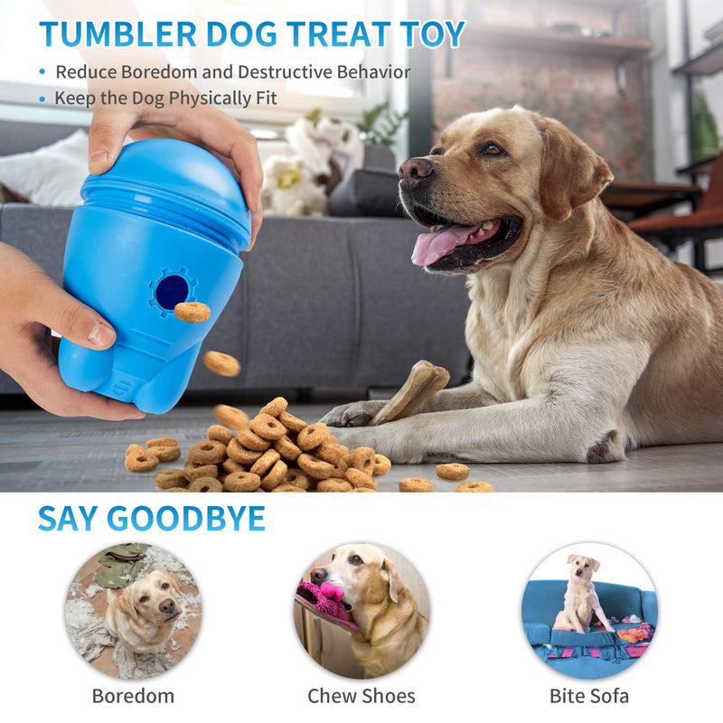 Treat Dispensing Dog Toys, IQ Dog Treat Ball for Dog Treat Dispensing Toy, Dog Treat Toy Interactive Wobble Dog Puzzle Toys for Large/Medium Dog (Tumbler) (Blue) BLUE - PawsPlanet Australia