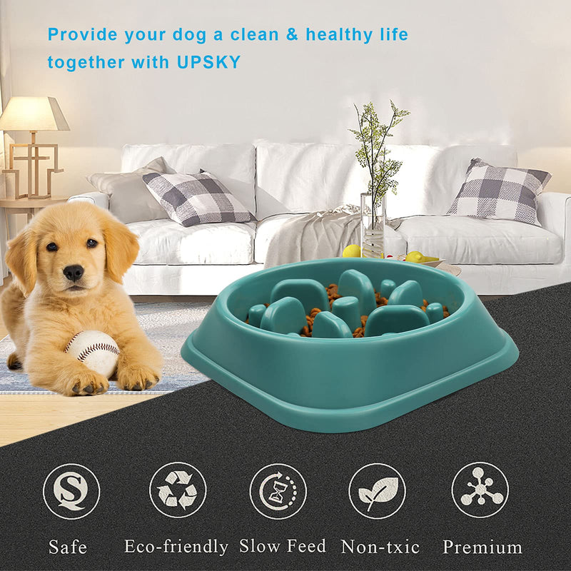 UPSKY Slow Feeder Small Dog Bowls Non-Slip Puzzle Bowl Feeder Interactive Bloat Stop Dog Bowl Anti-Choking Dog Bowl (12-70 lbs) Black Green - PawsPlanet Australia