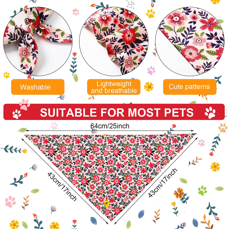8 Pieces Dog Bandana Flower Print Reversible Triangle Bibs Puppy Scarf Accessories for Dogs Cats Pets - PawsPlanet Australia