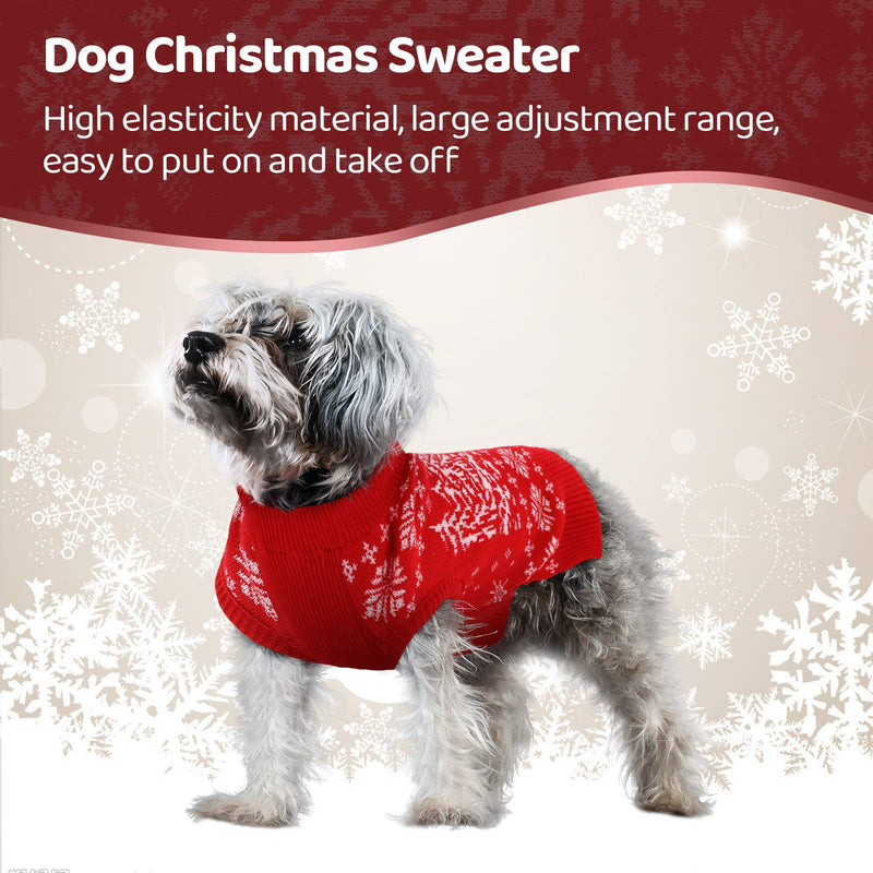 [Australia] - Phyxin Dog Sweater Dog Christmas Sweater Warm Turtleneck Dog Knitwear with Leash Hole Knitted Plaid Dog Winter Clothing Pullover for Small Medium Dogs X-Small Elk & Tree 