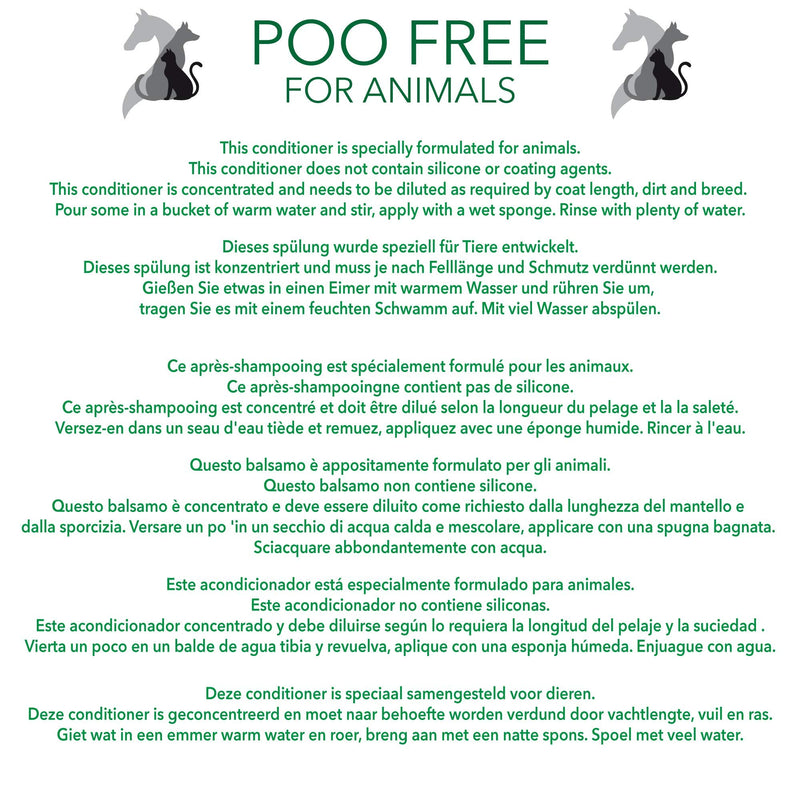 POO FREE Natural SOOTHING CONDITIONER FOR CATS - COCONUT, THYME & ROSEMARY - 250ml. No Phthalates, No Parabens, No Silicones. Soothes, Relieves Itchiness, Eliminates Germs and Smells. Concentrated. - PawsPlanet Australia