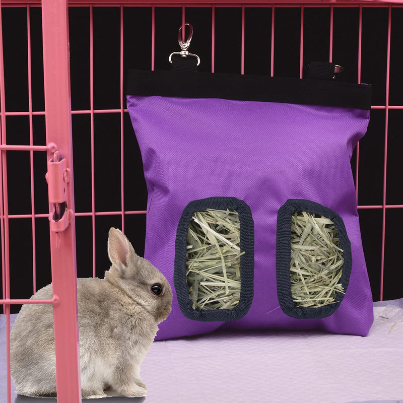 TSLIVE Rabbit Hay Feeder Bag, Guinea Pig Hay Feeder Storage, Rabbit Hay Bag, Guinea Pig Hay Feeder,11in X9.4in Small Animal Feeder Bag,600D Oxford Cloth Fabric (Purple) - PawsPlanet Australia