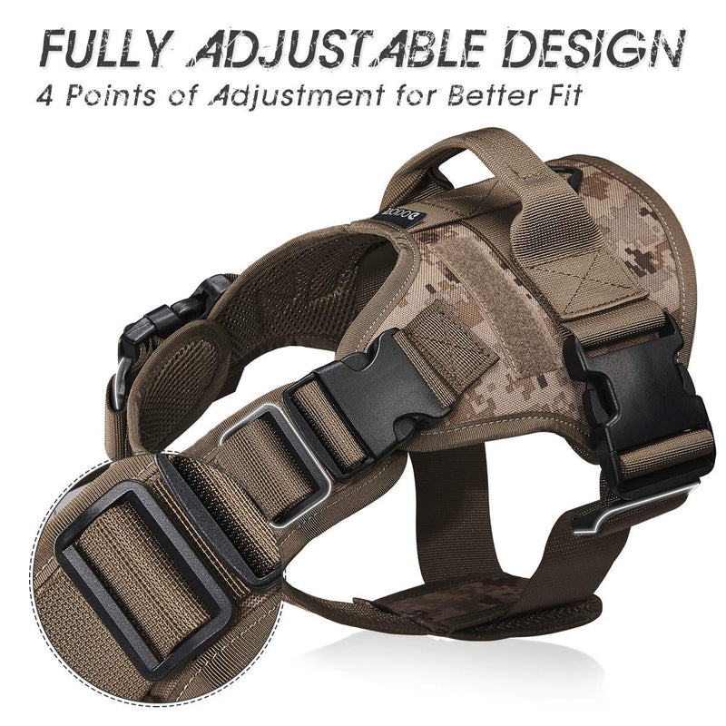 Tactical Dog Harness No Pull with Handle Military Working Dog Harness with Buckles Leash Clips Escape-Proof Adjustable Dog Training Harness for Outdoor Hiking Hunting M Desert - PawsPlanet Australia