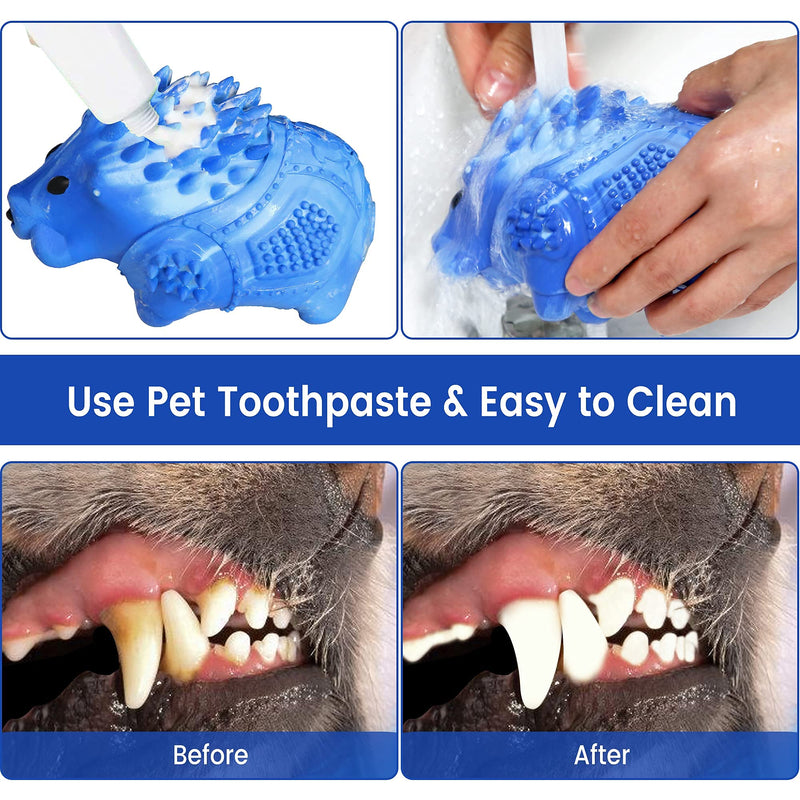 Dog Chew Toys for Aggressive Chewers Large Medium Breed Indestructible Tough Durable Dog Toys Squeaky Dog Chew Toys with Milk Flavor Toughest Natural Rubber for Teeth Cleaning Blue Porcupine - PawsPlanet Australia