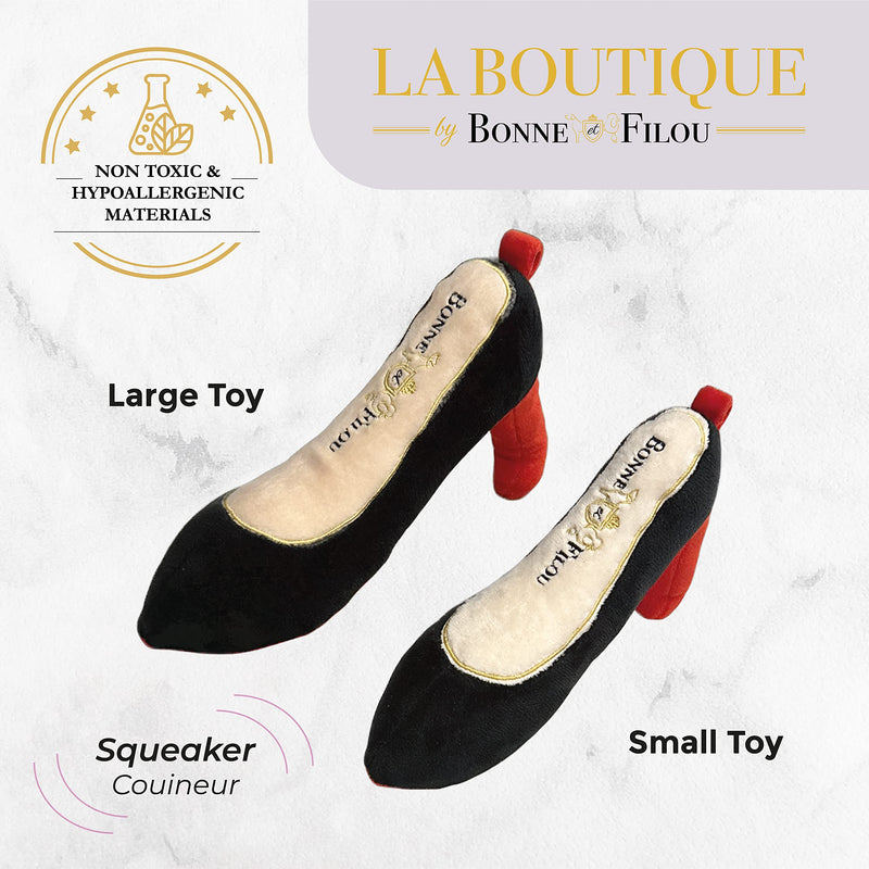 Bonne et Filou - Red High Heel Plush Dog Toy, Durable and Soft Dog Chew Toy, Perfect for Small, Medium or Large Breeds and a Great Dog Plush Toys for Aggressive Chewers (Small) - PawsPlanet Australia
