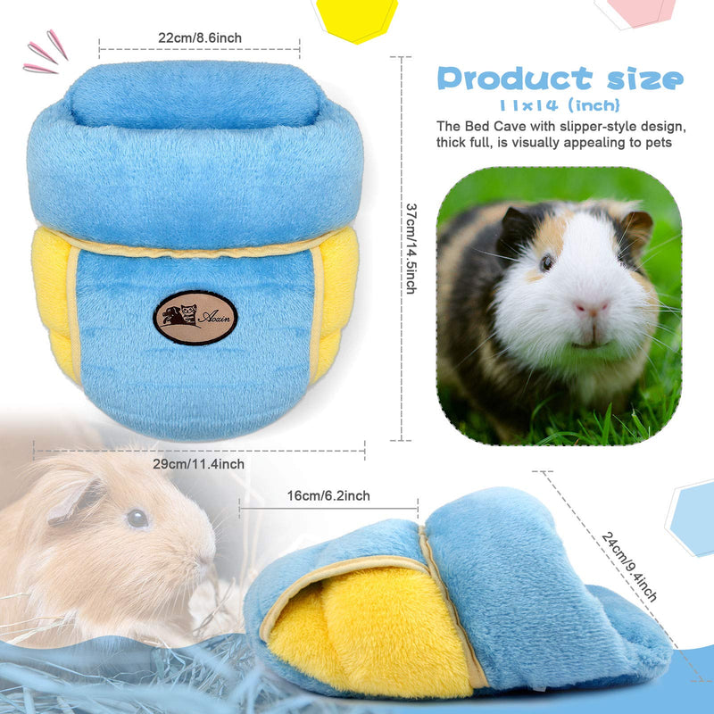 YUEPET Guinea Pig Bed Cuddle Cave Warm Fleece Cozy House Bedding Sleeping Cushion Cage Nest for Small Animal Squirrel Chinchilla Rabbit Hedgehog Cage Accessories Blue - PawsPlanet Australia